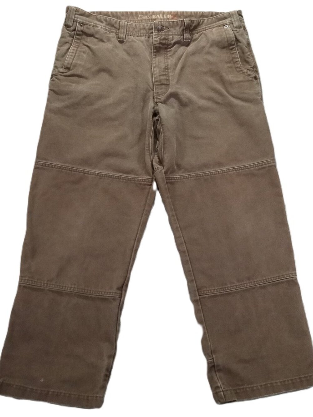 Eddie Bauer Double Knee Ranger Pant Men 40x29, Tag 40x30 Brown Canvas Workwear